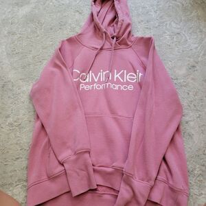 Calvin Klein Performance Women's Pink Cotton Hoodie Sweatshirt Size Larg…